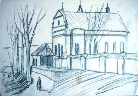 Kostel v Kroun, skica